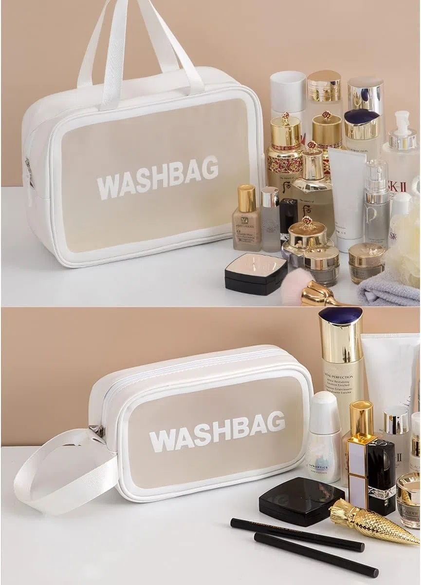 LEcylankEr Beauty Case da Viaggio Trasparente Set, Trousse Trucchi Donna, Borsa da Toilette in PU-PVC (Bianco)