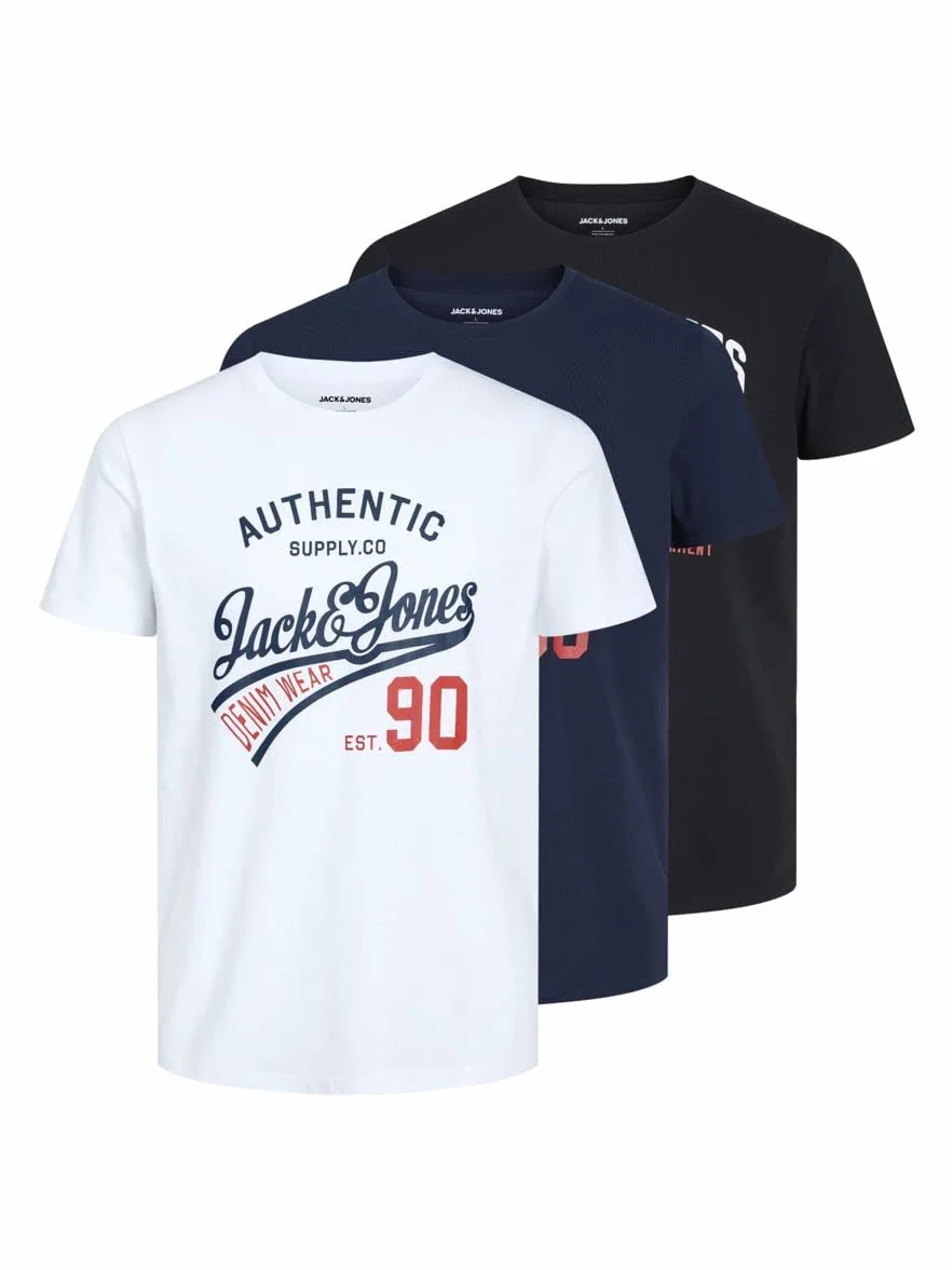 JACK & JONES T-Shirt 3-Pack Logo O-Neck T-Shirt