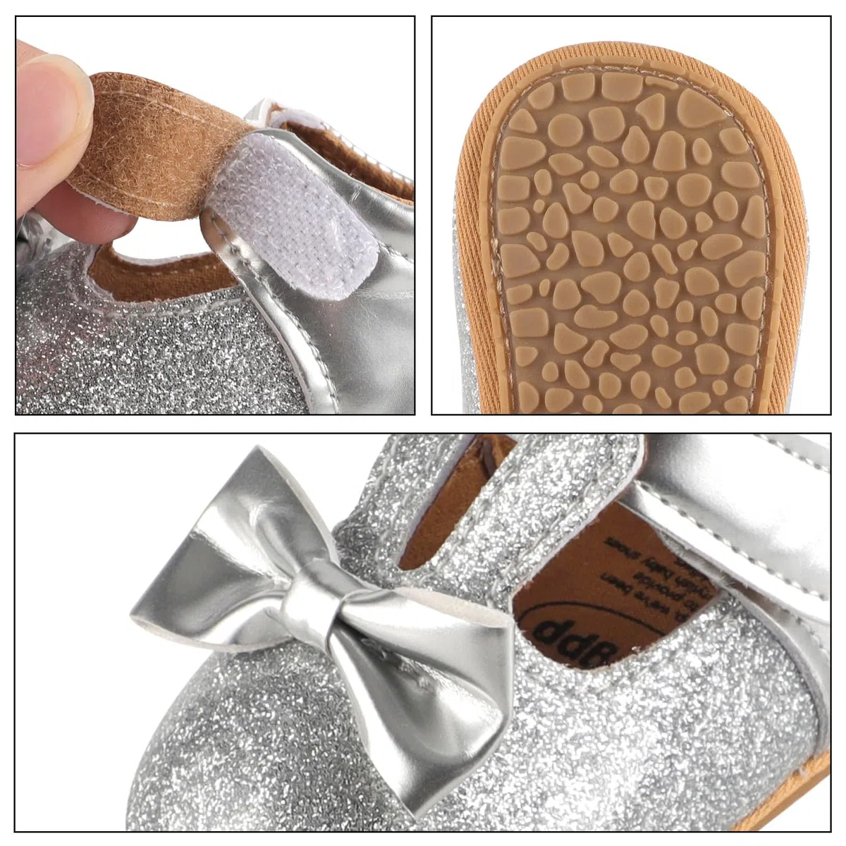 LACOFIA Scarpe Primi Passi Bambina Scarpe Battesimo Neonata Antiscivolo Scarpe T-Strap Eleganti Cerimonia 3-18 Mesi