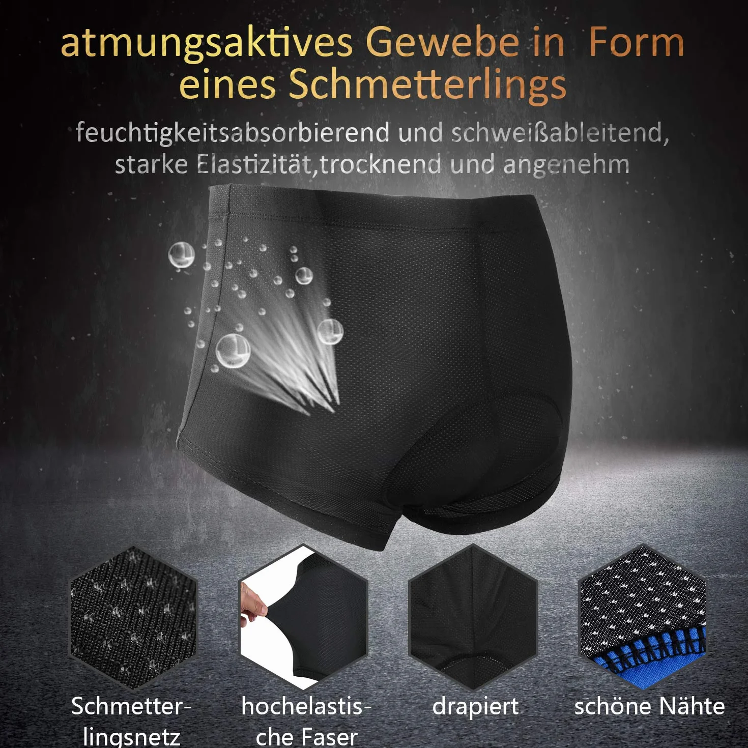 Mutande da ciclismo da uomo, imbottite, da ciclismo, con imbottitura imbottita, in gel 3D