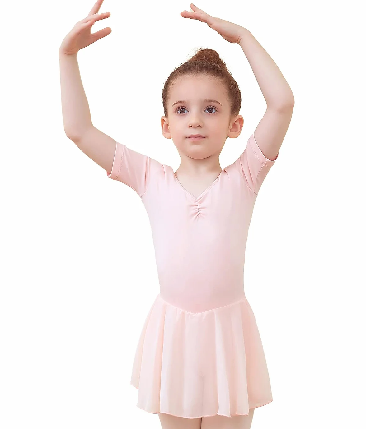 Ragazza Vestito da Balletto Body Danza Tutu da Balletto Leotard Vestito Ginnastica Manica/Lunga Corta Ballet Outfit con Chiffon Gonna