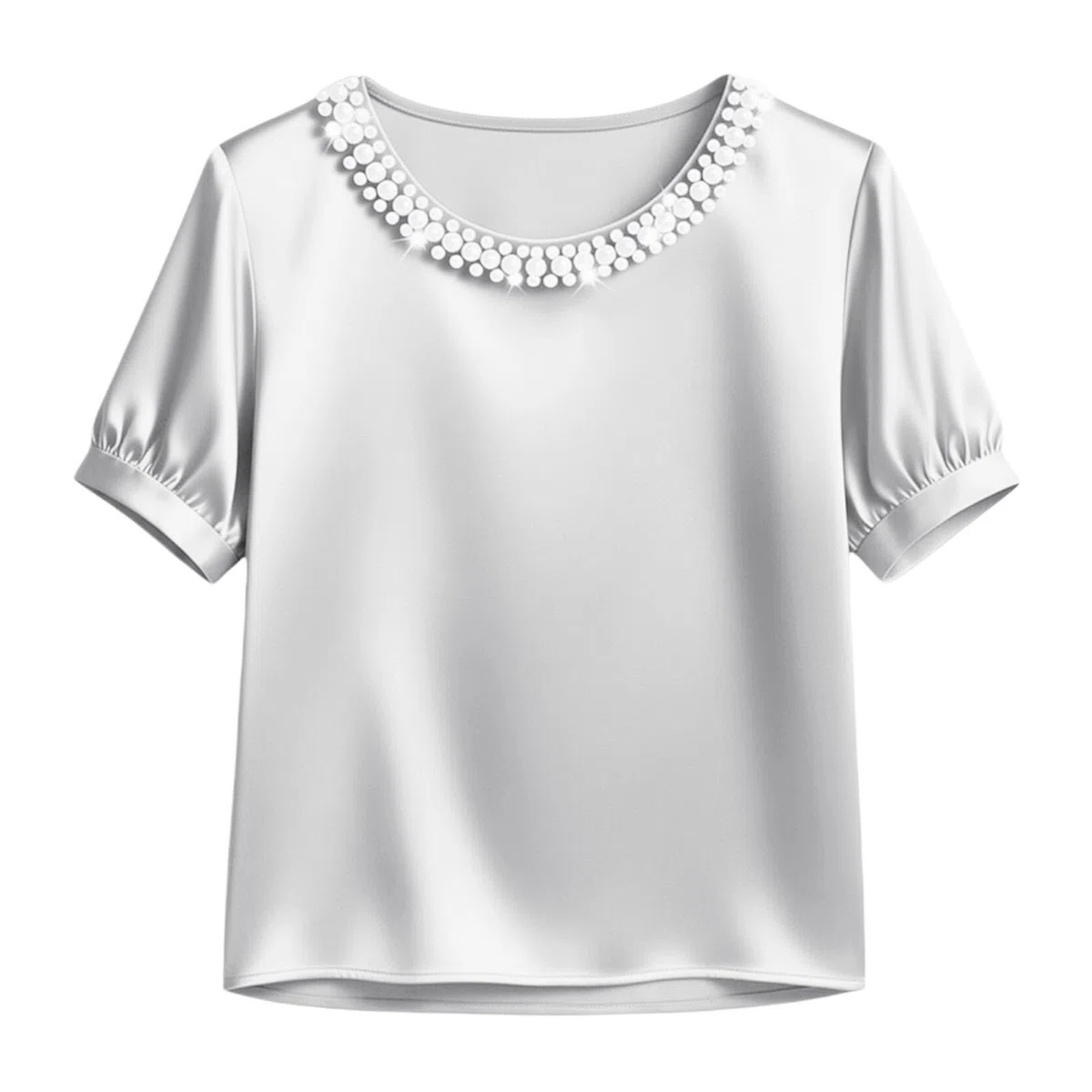 Camicia Donna Elegante Manica Corta,Camicie Raso Curvy Scollo a V con Perline,Blusa Estiva Eleganti Slim Fit Cerimonia,Camicetta Casual Ufficio Tinta Unita,Maglietta Leggera Sera Festa Shirt