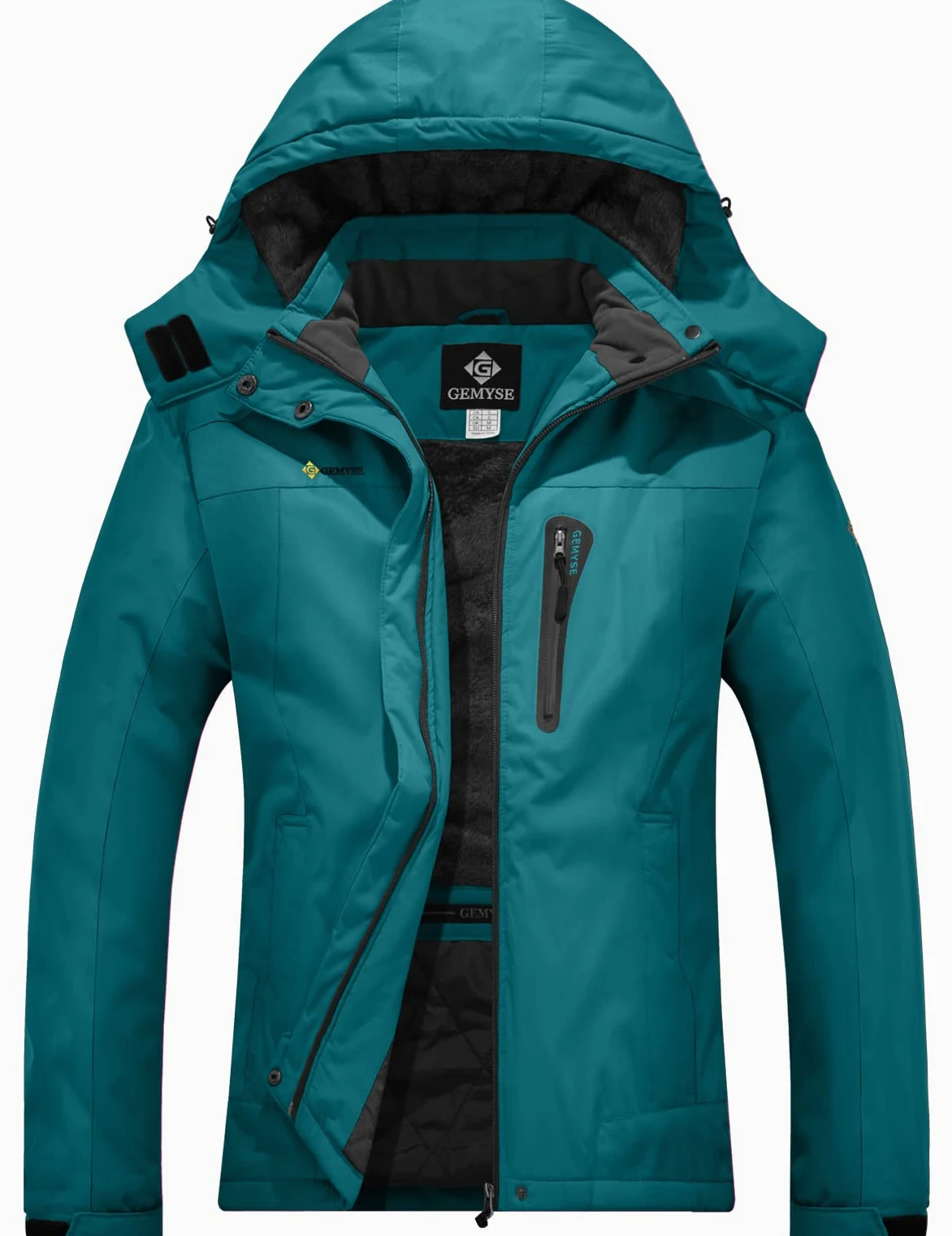 GEMYSE Donna Giacca da Sci Snowboard Antivento Impermeabile Calda Giubbotto con Cappuccio Rimovibile