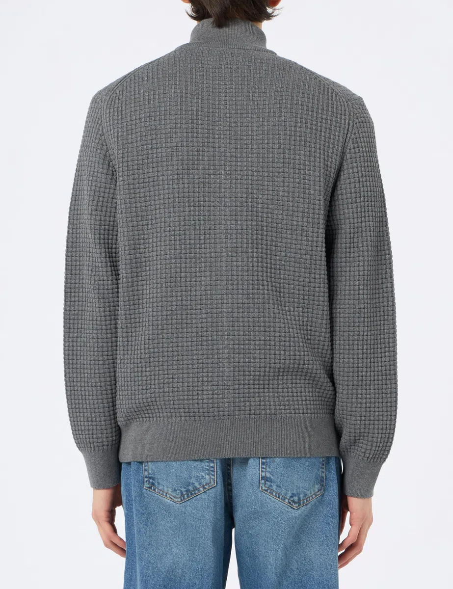 GANT Zipped Textured Cotton Cardigan Maglione Uomo