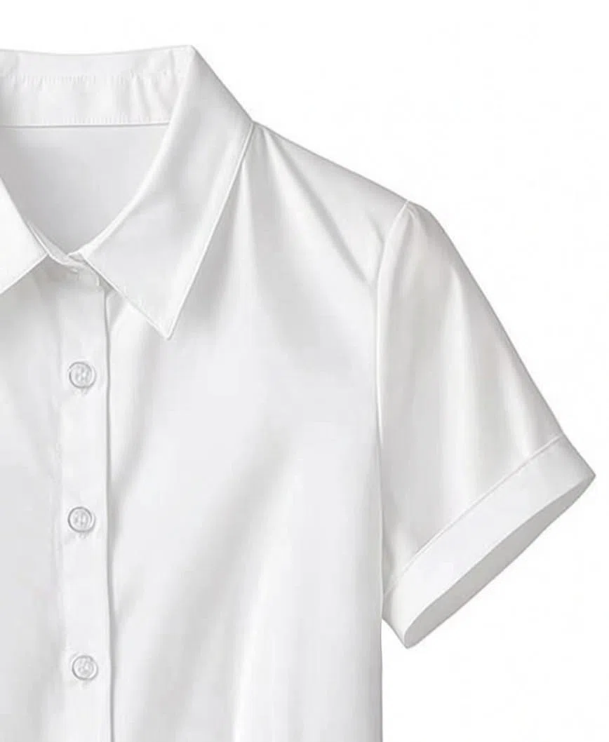 Camicia Donna Maniche Corte Elegante Elasticizzata Camicetta Ufficio Formale Business Casual Blusa Aderente Estiva