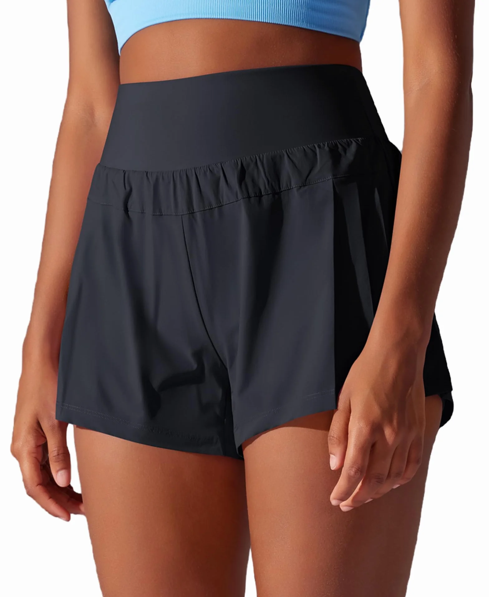 Pantaloncini da Corsa Donna 2 in 1 Pantaloni Sportivi Corti Estivi da Tennis Fitness Yoga Corsa con Tasca Posteriore