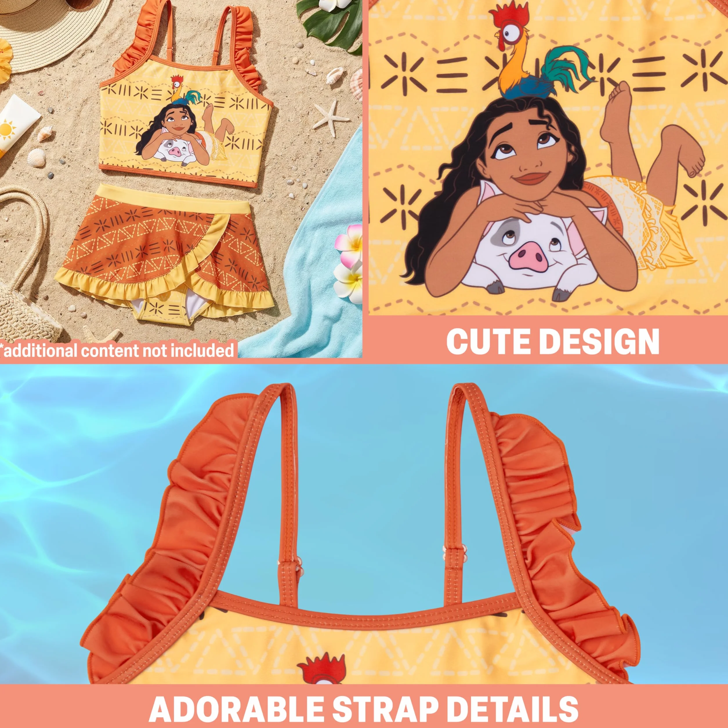 Get Trend Disney Frozen | Vaiana | La Sirenetta Costume Piscina Bambina Due Pezzi, Bikini Bambina Set con Balze e Cinturino Regolabile, Regalo Ragazza