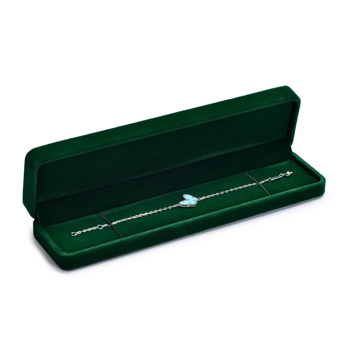Oirlv Verde Velluto Scatola per Collana,Scatola Ciondolo,Bracciale Box Per San Valentino,Anniversario