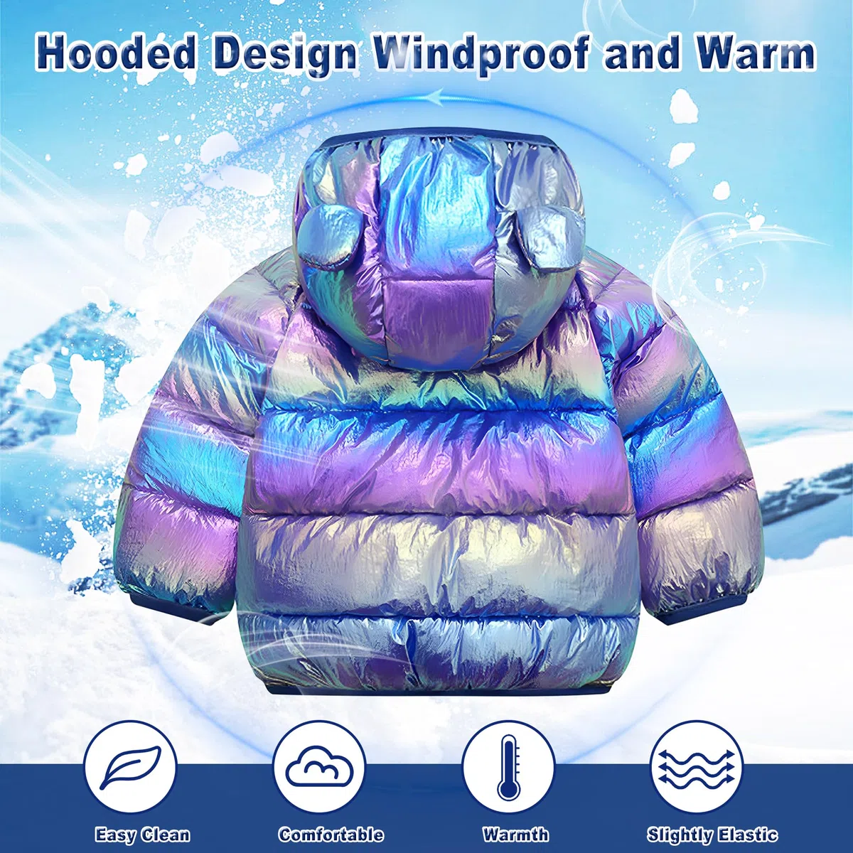 JinBei Bambini Invernale Giacca, Bambina Cappotto con Cappuccio Caldo Leggero Impermeabile Antivento Giubbino Ragazzi Giubbotti Outfits Piumino con Tasche 1-5 Anni