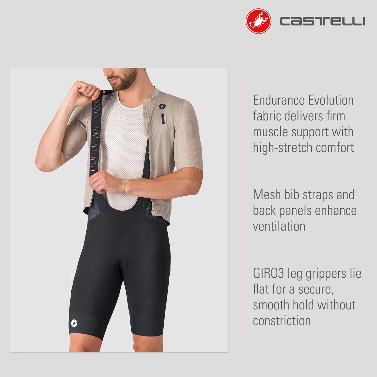 CASTELLI Endurance 4 Bibshort, pantaloncini da ciclismo su strada, imbottitura e tessuto Endurance Evolution per un comfort a lunga distanza