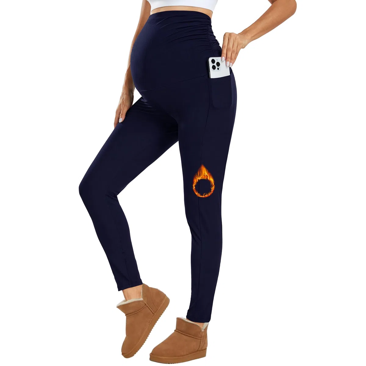 Ymmott Leggings Premaman da Donna a Vita Alta con Tasche Opachi Leggins per Gravidanza Elasticizzati per Donne Incinte Pantalone Premaman