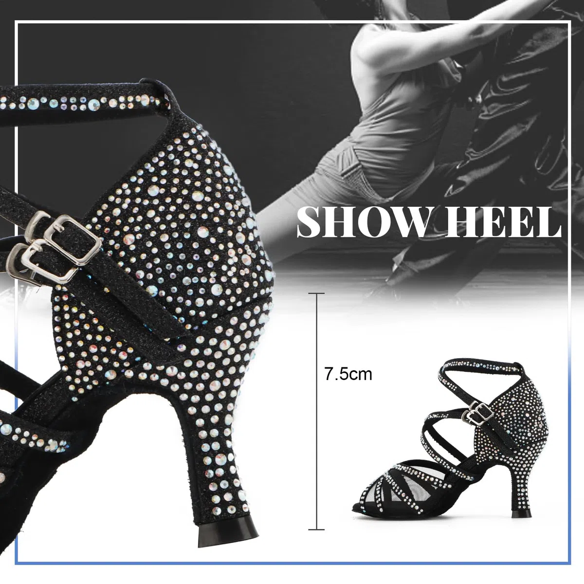Scarpe da Ballo Latino Salsa con Strass Donna Scarpe da Ballo da Sala Tango Kizomba Bachata Danze al Coperto 1057-2