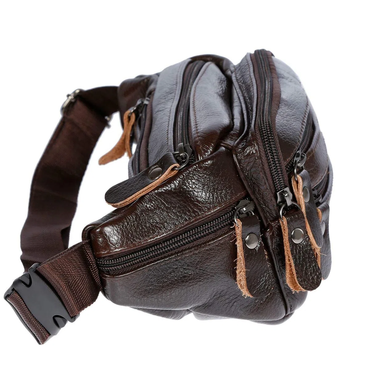 Marsupio in pelle da uomo e donna, colore: marrone Marrone marrone 24 x 12 x 6-8 cm