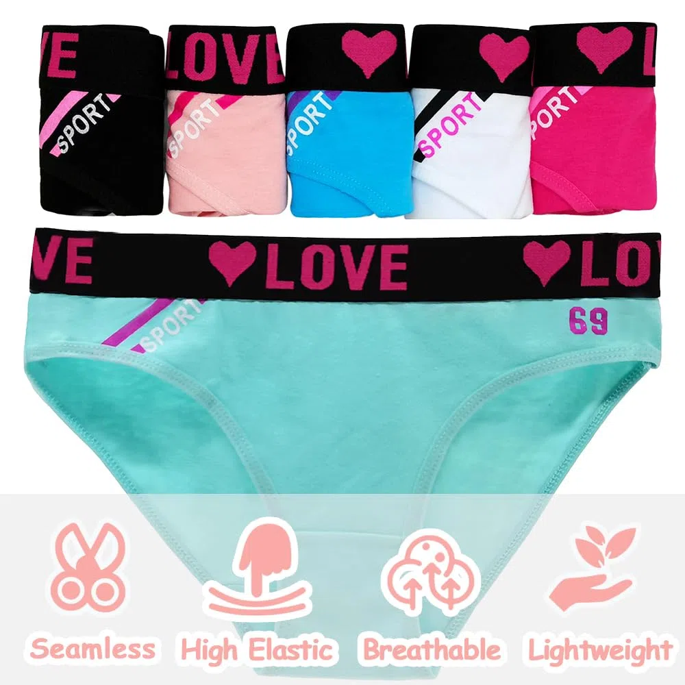 Slip da Ragazza Confezione da 6 Slip Alti Elasticizzati Slip Comfort Slip da Indossare Ogni Giorno con Slip Cintura Sportiva per Ragazze e Donne 8-18 Anni