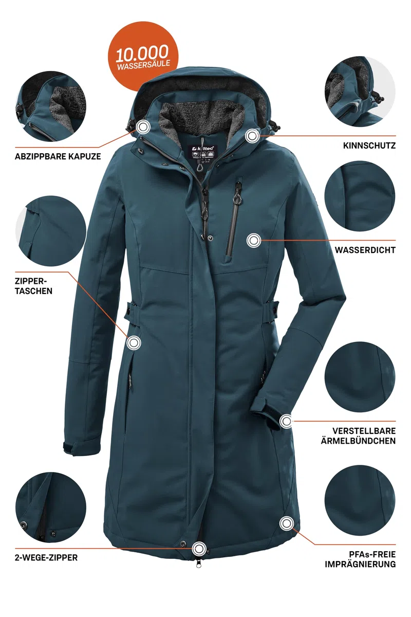 Killtec Kow 165 Wmn Prk Parka funzionale con cappuccio senza zip Donna