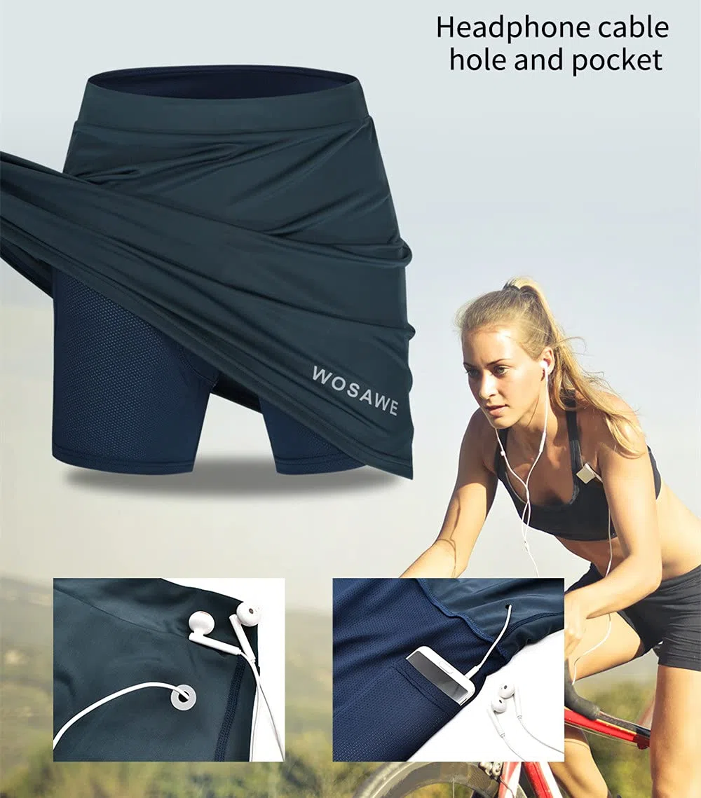 WOSAWE Donna Pantaloncini da Ciclismo Traspirante Gel 3D Imbottito Gonna Biciclette Ciclismo Biancheria Intima Sport Pant per L'Estate