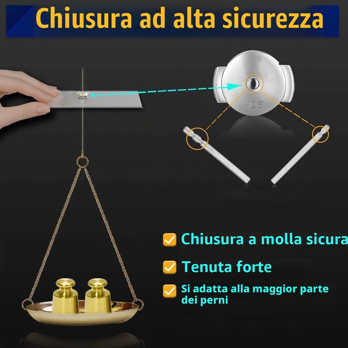 Ferma Orecchini Argento 925, Senza Nichel, Ipoallergenico, Adatto Per La Maggior Parte Degli Orecchini, 8MM*9MM, 2 Paia