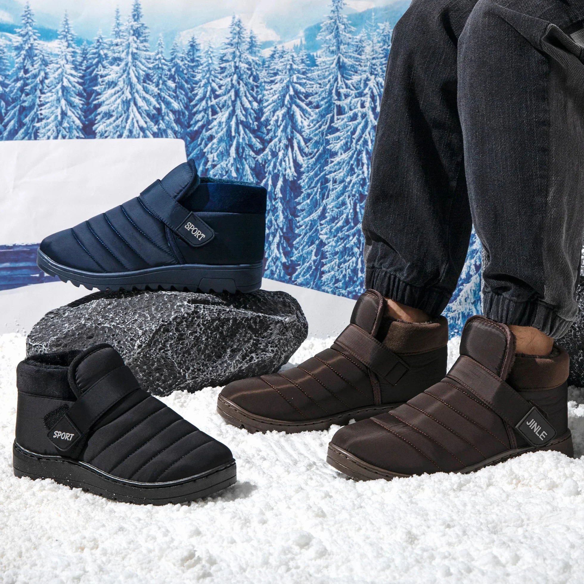 JOMIX Pantofole Stivali Invernali Uomo Ciabatte Chiuse Calde da Casa Scarpe Mocassini da Inverno Babbucce Pelose Comode