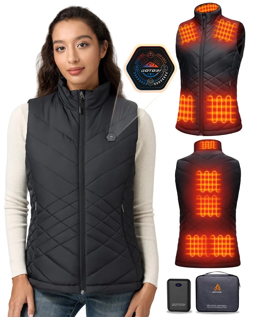 Gilet riscaldabile, da donna, con power bank, 16000 mAh, 7,4 V, 9 zone di riscaldamento, interruttore intelligente 4 in 1, con design di illuminazione, gilet riscaldato, per lavoro all'aperto,