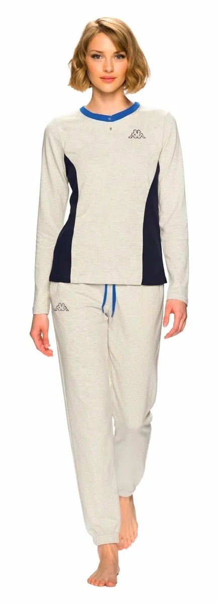 Kappa Pigiama Donna Cotone Lungo - Pigiama Donna Cotone Leggero Estivo Manica Lunga
