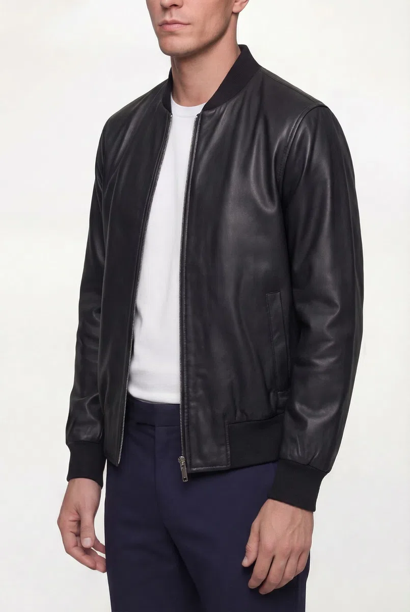 BARONE giacca pelle uomo, giubbotto pelle uomo foderato bomber in pelle, per ogni occasione la migliore giacca in Made in Italy RICCARDO
