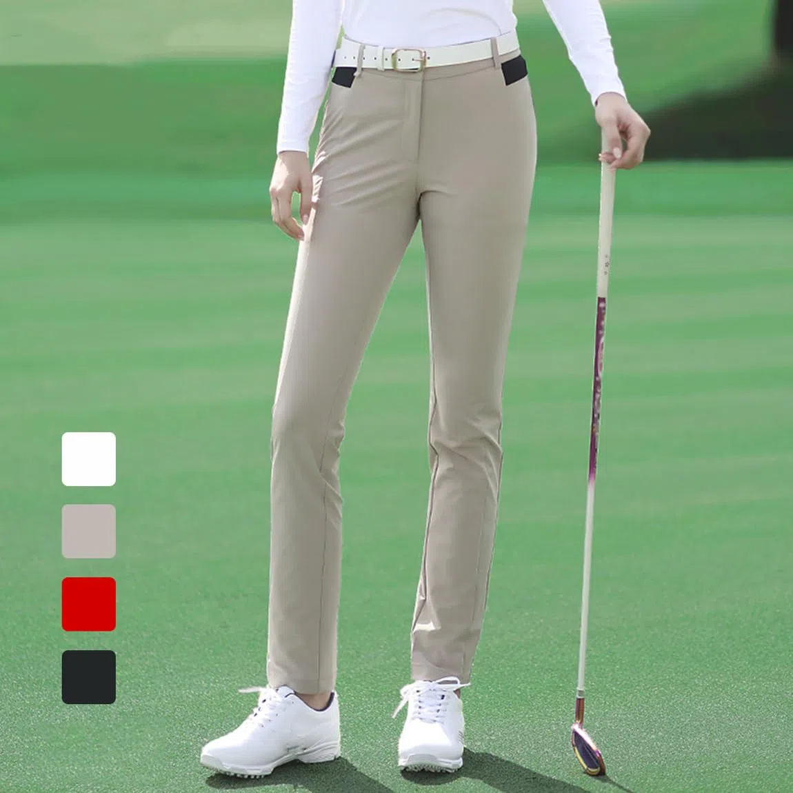 Pantaloni da Golf da Donna Autunno Inverno Alta Elasticità Sottili Spessi Caldi Pantaloni da Tennis da Donna