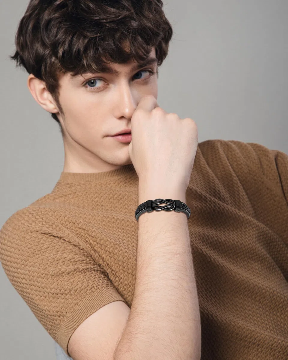 VGWON Bracciale a Mio Figlio, Bracciale Mamma e Figlio, Regali Figlio, Bracciale infinito Uomo In Pelle Per Figlio, Regali Compleanno Natale Per Figlio, Ispirazionali Regali Per Ragazzi Adolescenti