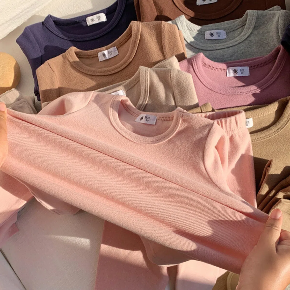 Camicia termica per bambini in cotone pantaloni abiti 2 pezzi girocollo maniche lunghe maglione intimo pantaloni atletici set ragazzi ragazze tinta unita spesso caldo pullover felpe vestiti