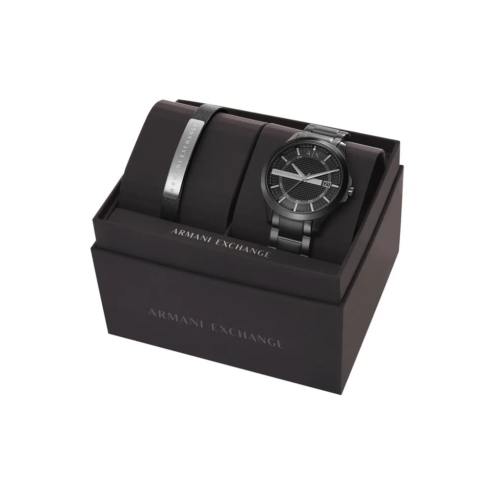 Armani Exchange Orologio per uomo, movimento tre lancette al quarzo e cassa da 46 mm con cinturino in acciaio