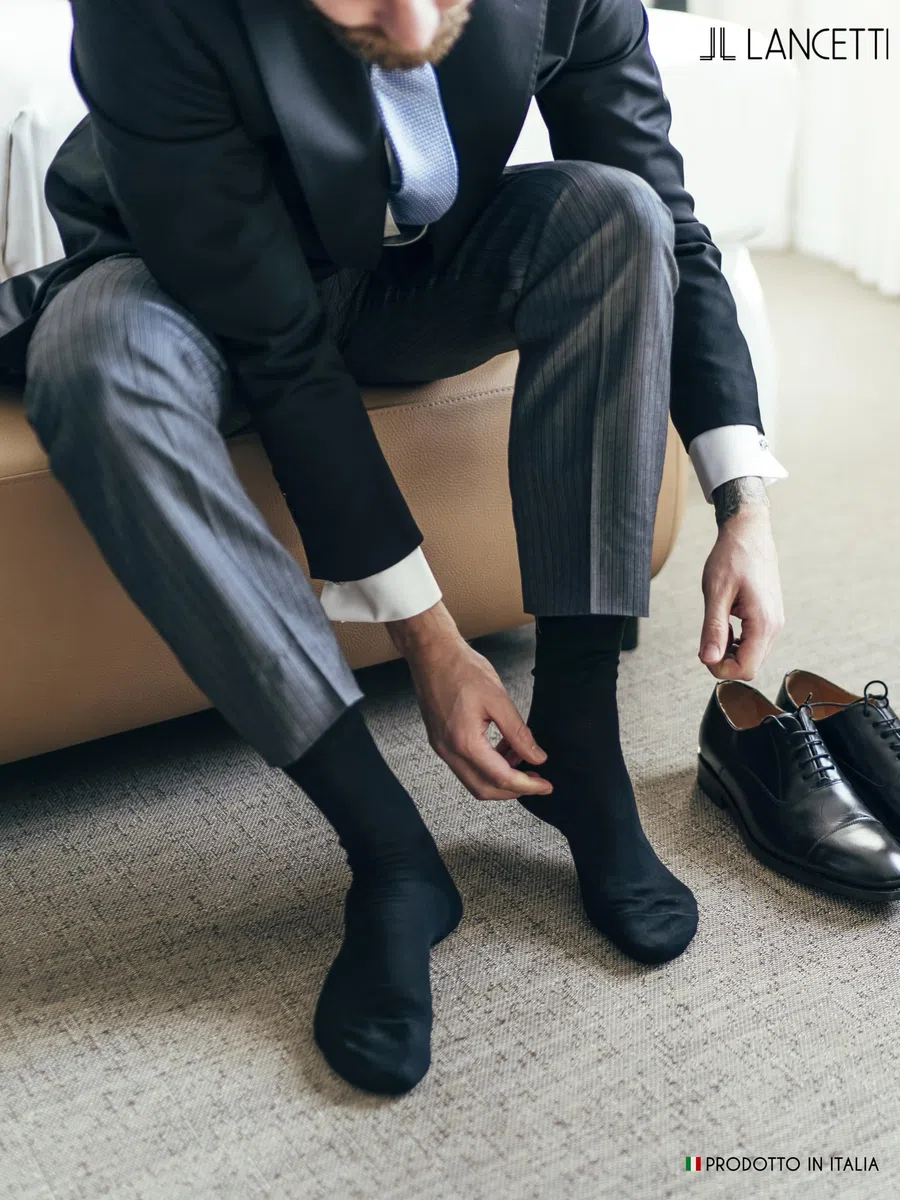 6 Paia di Calze Classiche Eleganti per Uomo in Cotone Filo di Scozia - Altezza Polpaccio - Vari Colori Disponibili
