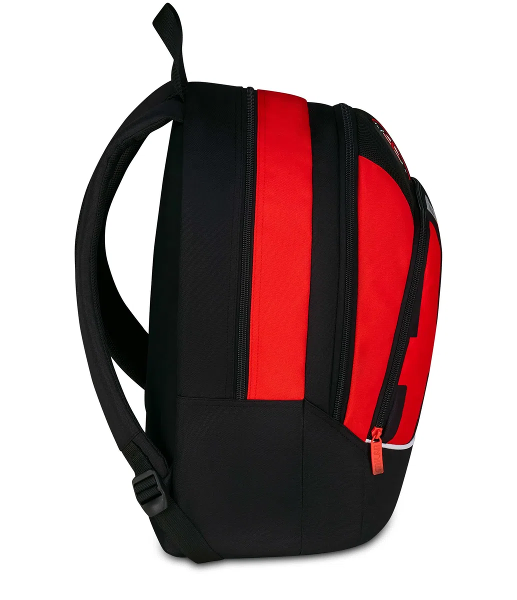 Seven Milan Zaino Scuola Advanced, Rosso e Nero, Squadra Calcio, Doppio Scomparto e Tasca per Borraccia, 29 L,Scuola Elementare, Zaino Bambino