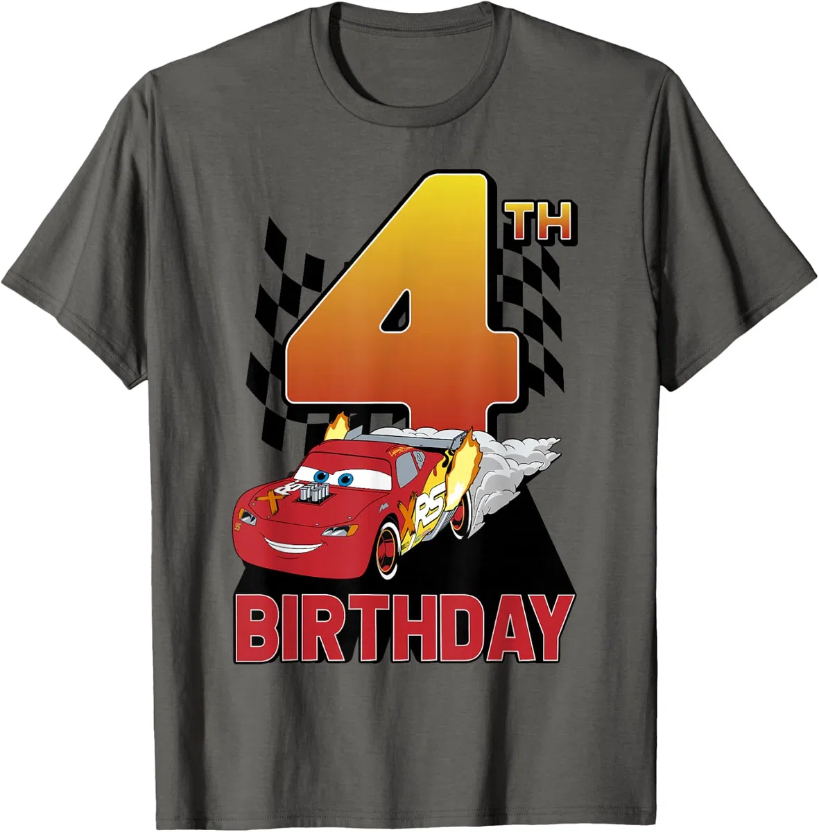 Disney Pixar Cars Lightning McQueen 4th Birthday Peel Out Maglietta