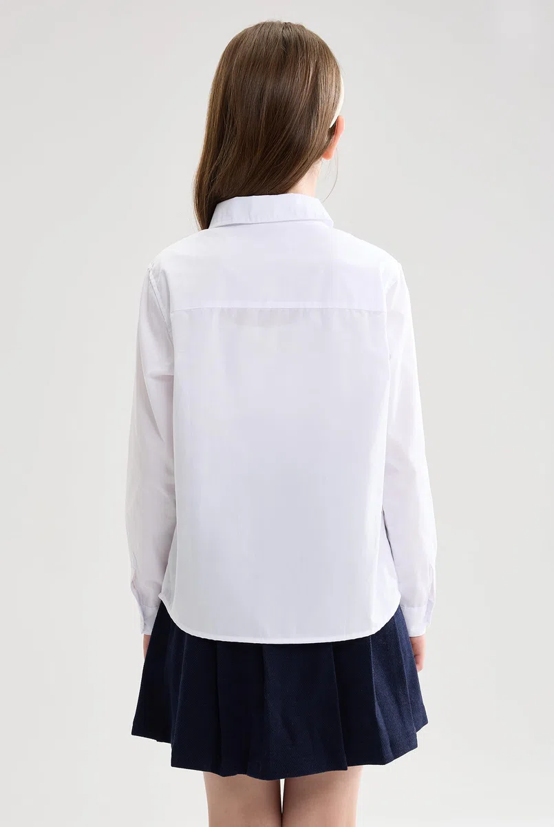 maoo garden Bambina e Ragazza Bianco Cotone Uniforme Scuola Camicia Manica Lunga Camicetta