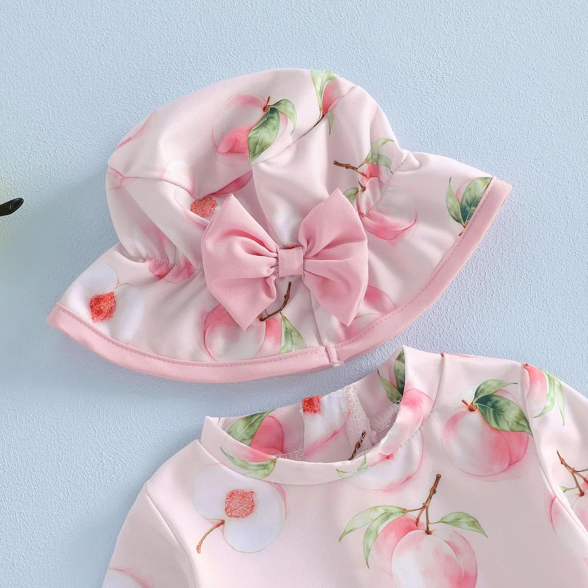 Costume da Bagno Neonato Bambino Ragazza 1 Pezzo Body Tuta Anti-UV Manica Lunga Costume da Bagno Piscina Nuoto con Cappello da Sole