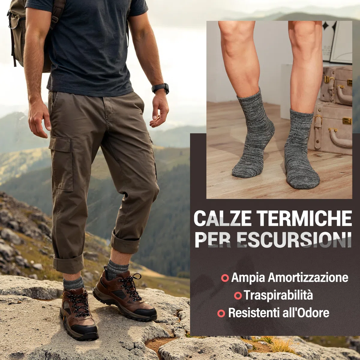 MOSEY KOSY 4 Paia Merino Wool Calze da Camminata Escursionismo Boot Termiche Extra Spesse Calde Inverno Comode Crew Morbide Imbottite Lavoro Donna Uomo
