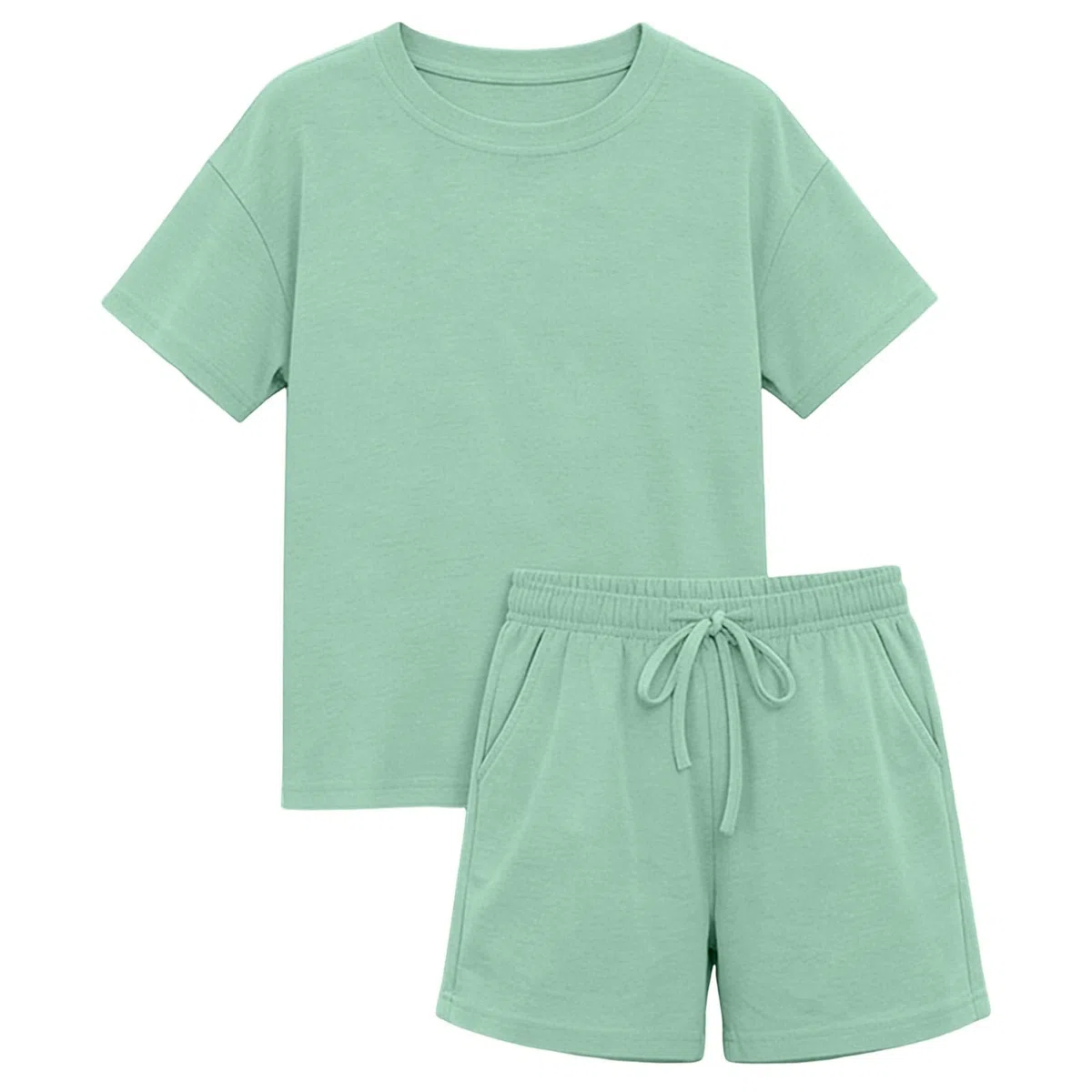 Generico Completo Bambino Set di Abbigliamento Bambini 2 Pezzi in Cotone T Shirt Manica Corta Pantaloncini Elastici Completo Estivi Tuta Sportivi Casual Tinta Unita Completi Elegante Bambina