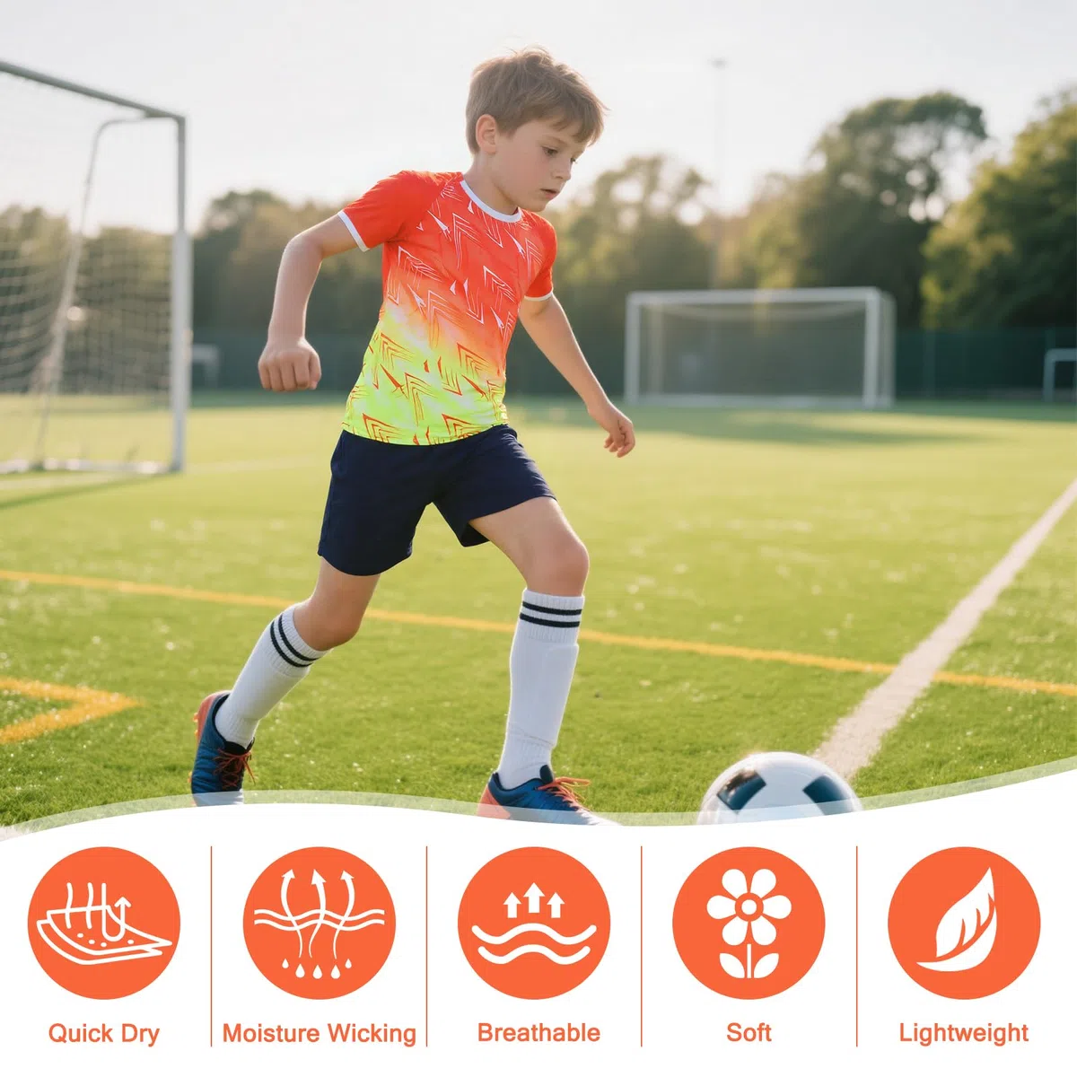 Maglia Calcio Bambino, Asciugatura Rapida Set di Magliette e Pantaloncini 2 Pezzi, Traspirante Leggero Tuta da Allenamento Calcio Completo Sportivo Basket per Ragazzi 7-13 Anni