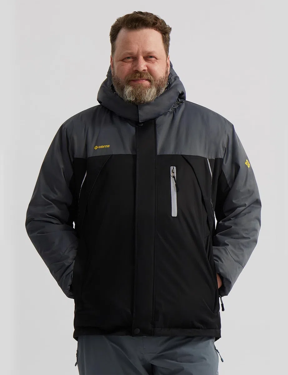 GEMYSE Uomo Giacca da Sci impermeabile montagna Giacche Pile invernale antivento Cappotto con Cappuccio