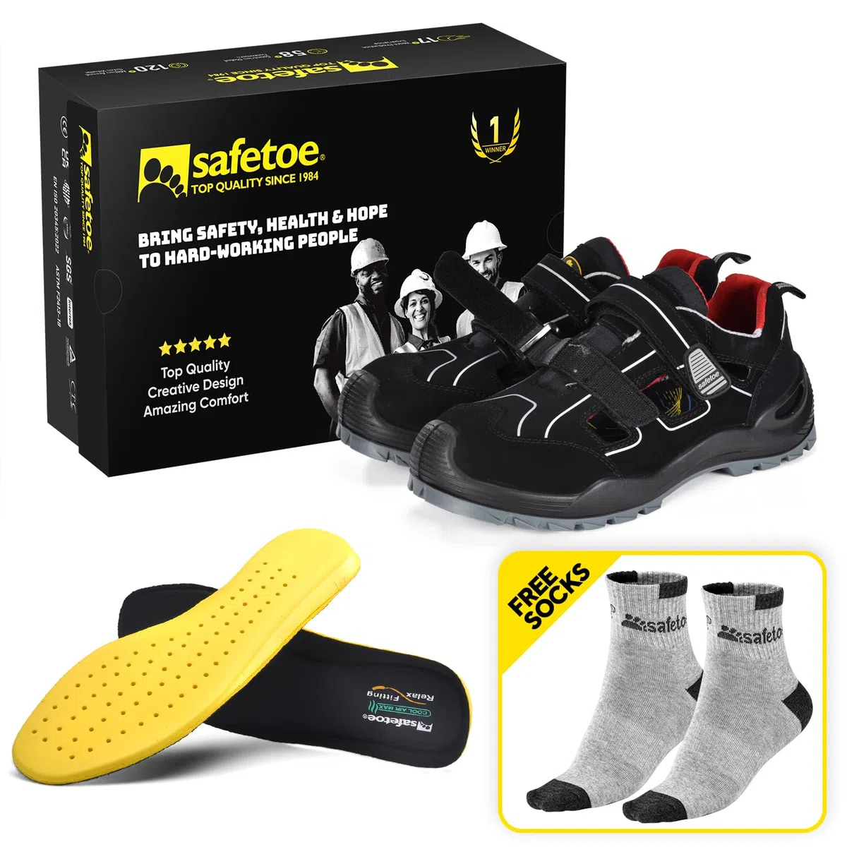 SAFETOE Scarpe Antinfortunistiche per Gli Uomini Composite Toe Scarpe da Lavoro Leggere in Pelle di Mucca a Prova di Foratura Antiscivolo su Stivali da Lavoro Estivi vestibilità Ampia
