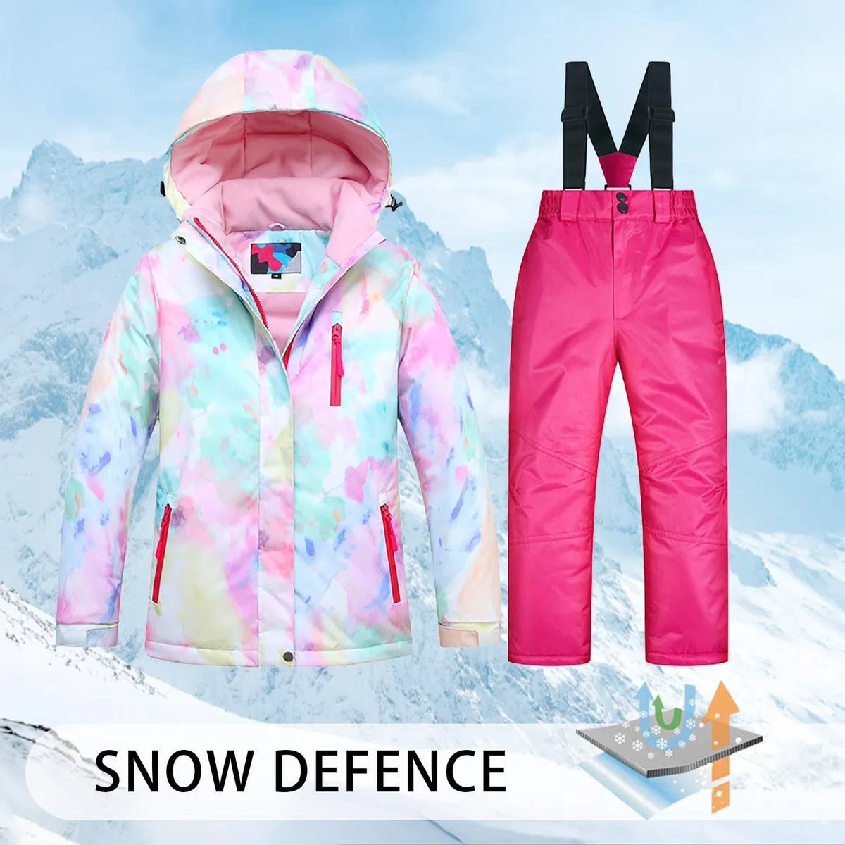 Tuta Da Sci Bambino Unisex Elegante Completi Snowsuit Ragazzi Ragazze Tuta Da Neve Giacca Con Cappuccio Pellicia + Pantaloni Da Neve Completo Set Di Snowboard Per Bambini Bambino Ragazzi Termico