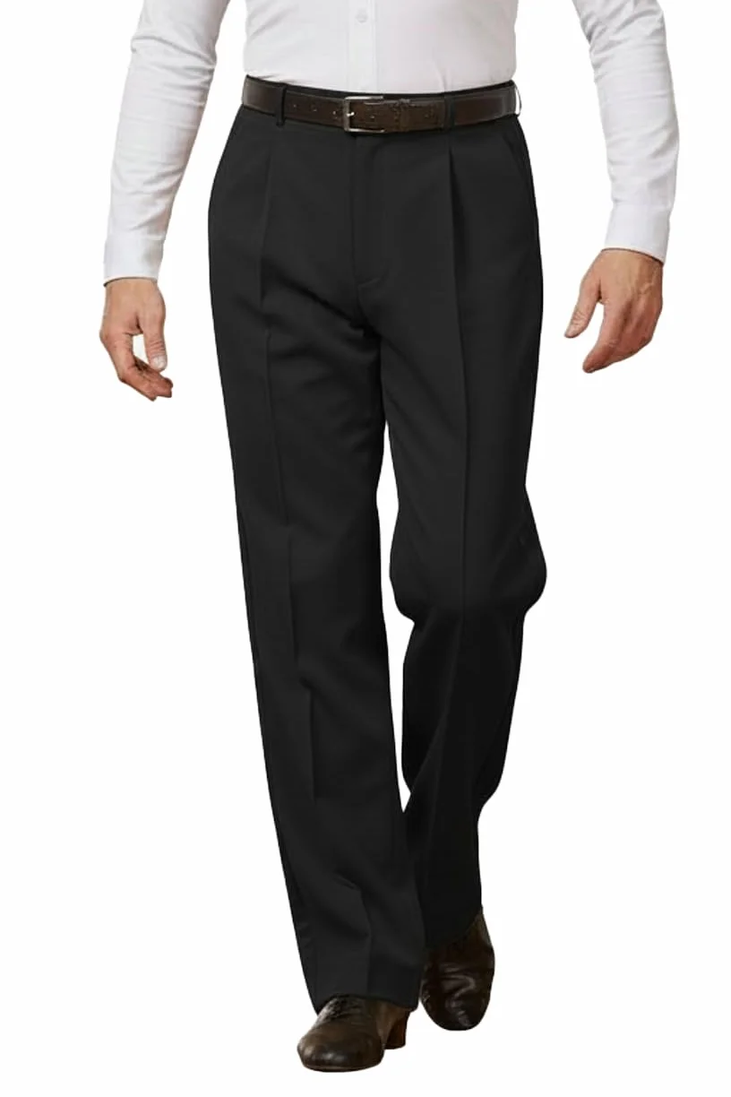 Pantalone Uomo per Danza Standard e Ballo da Sala con Pieghe Davanti e Tasche a Filetto