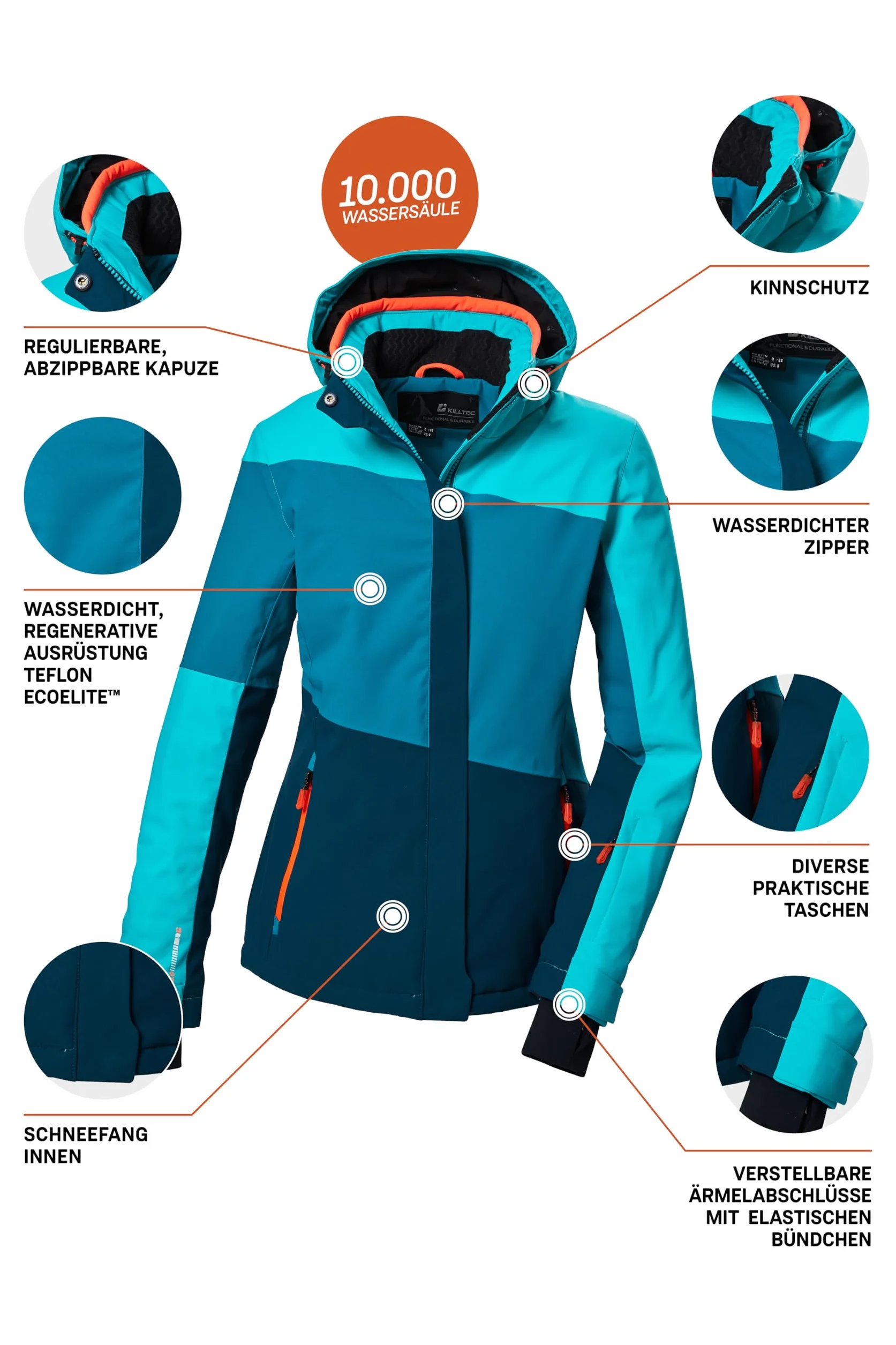 Killtec Ksw 67 Wmn Ski Jckt Giacca da sci/giacca funzionale con cappuccio e paraneve con chiusura a cerniera Donna