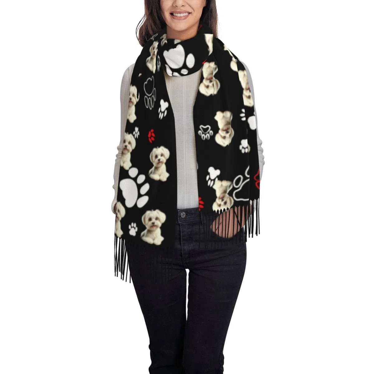 Sciarpa Personalizzata, Nome Ricamato Personalizzata Sciarpa, Personalizzata Tassel Scarf Shawl per Uomini e Donne Lavoro Casual Autunno Invernale Natale compleanno