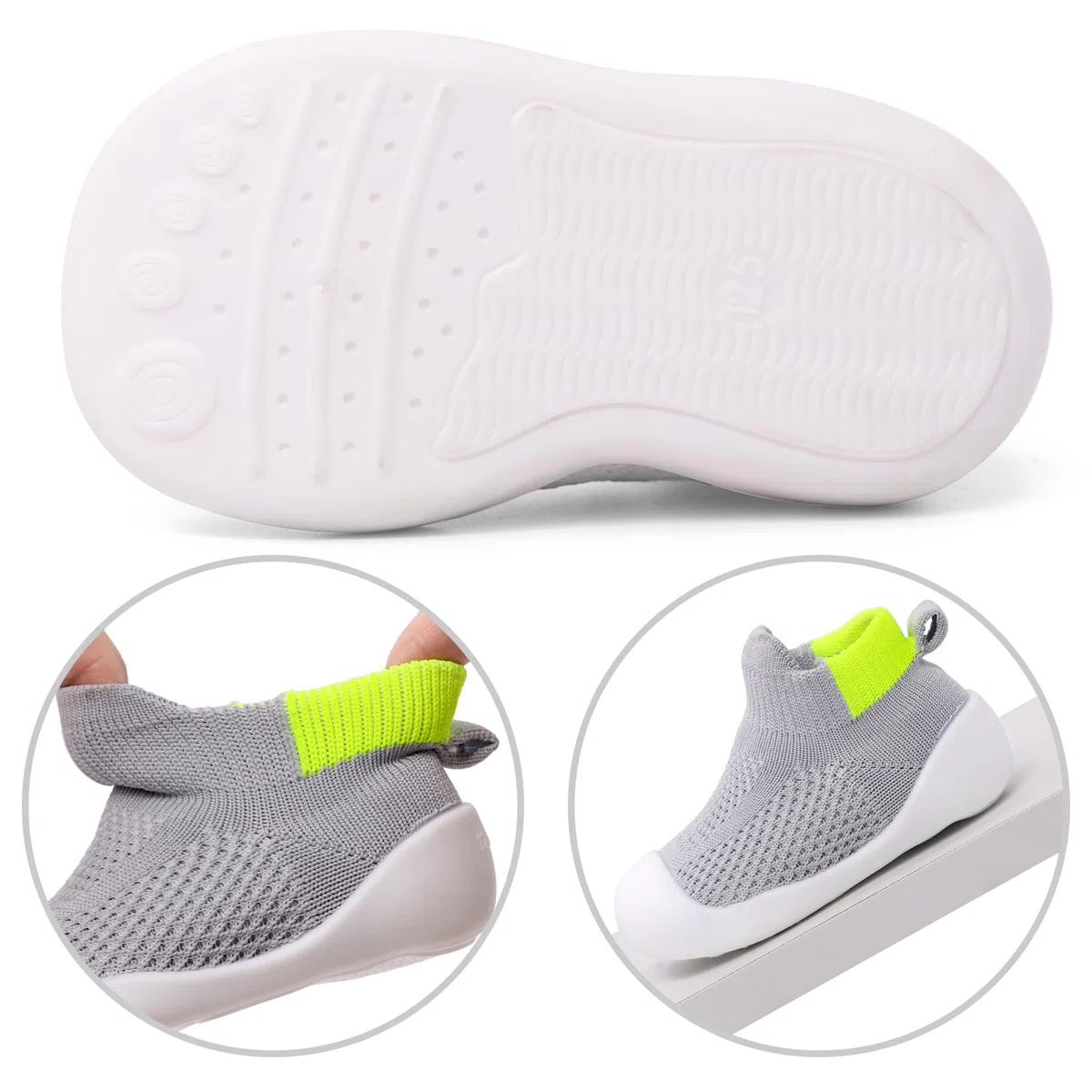 LACOFIA Scarpe Primi Passi Bambino Scarpe Calzino Traspiranti Neonato con Antiscivolo Suola in Gomma