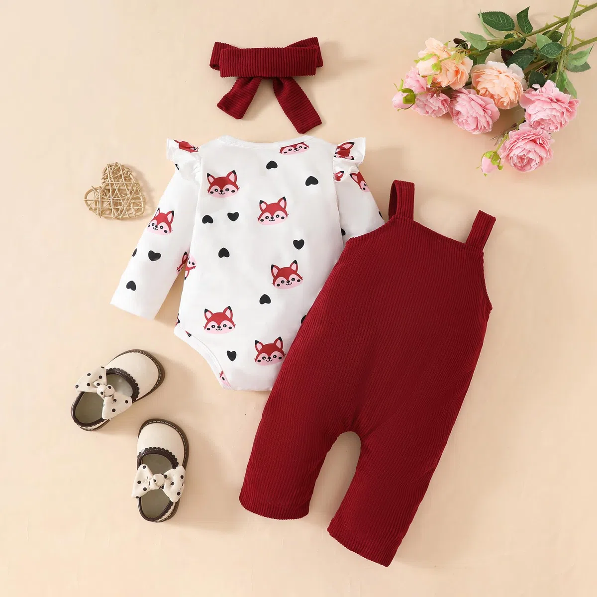Vestiti per Neonate Top Floreali Tuta Orso Salopette Regolabile Tuta Set di Abiti
