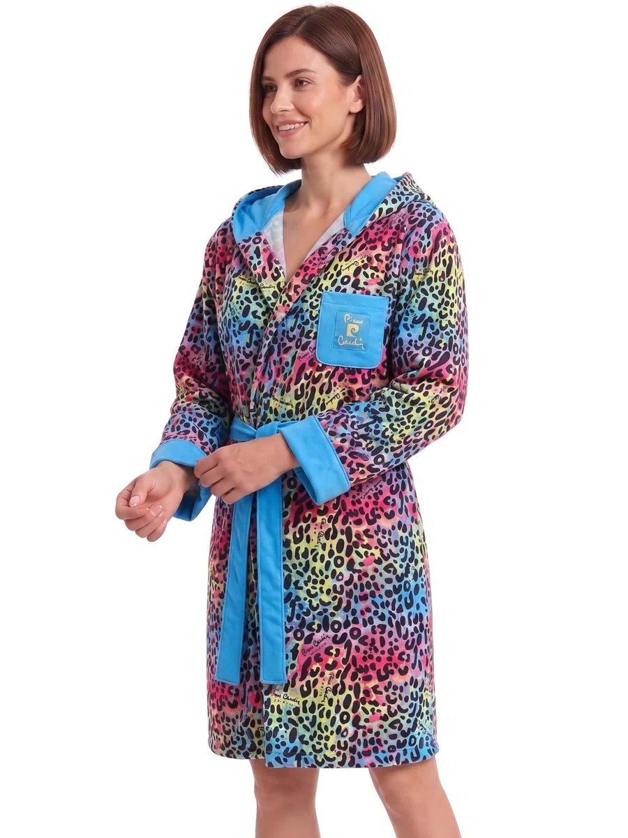 o-day Pierre Cardin Accappatoio Donna Microfibra Leggero Salvaspazio con Manica a Risvolto Cappuccio e Cintura S-XL