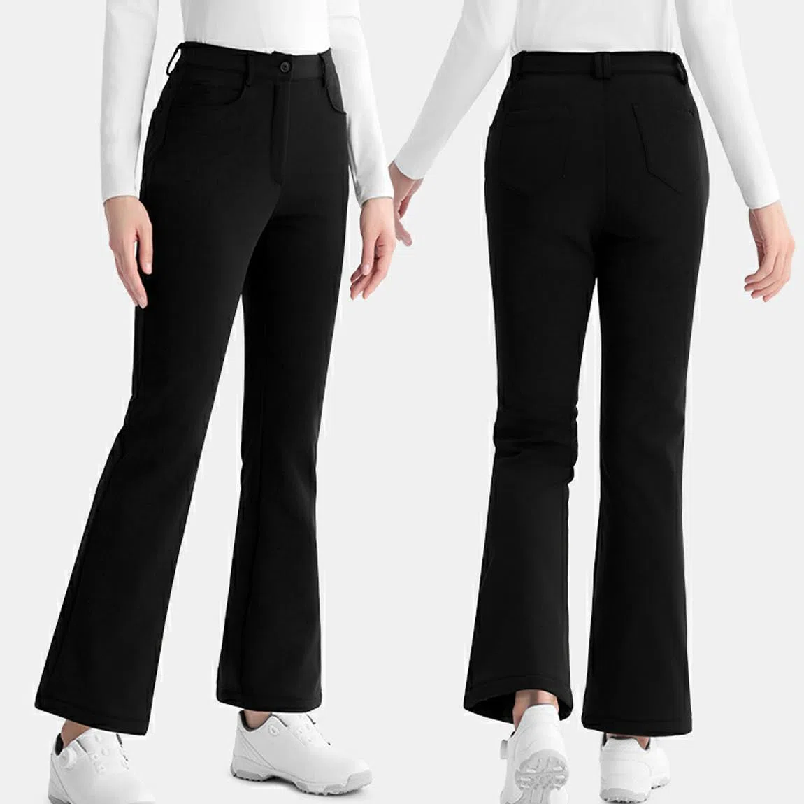 Pantaloni da Golf da Donna, Pantaloni Invernali in Pile Caldo Svasati, Pantaloni da Jogging Elasticizzati da Lavoro