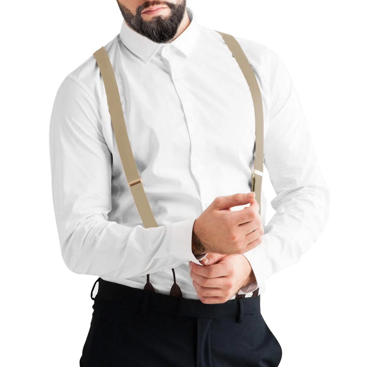 'Beaface Men's Braces Button End, Button Braces for Men Trousers Heavy Duty, Men Braces for Trousers with Buttons 1.4'' Wide Adjustable Elastic Y Shape'