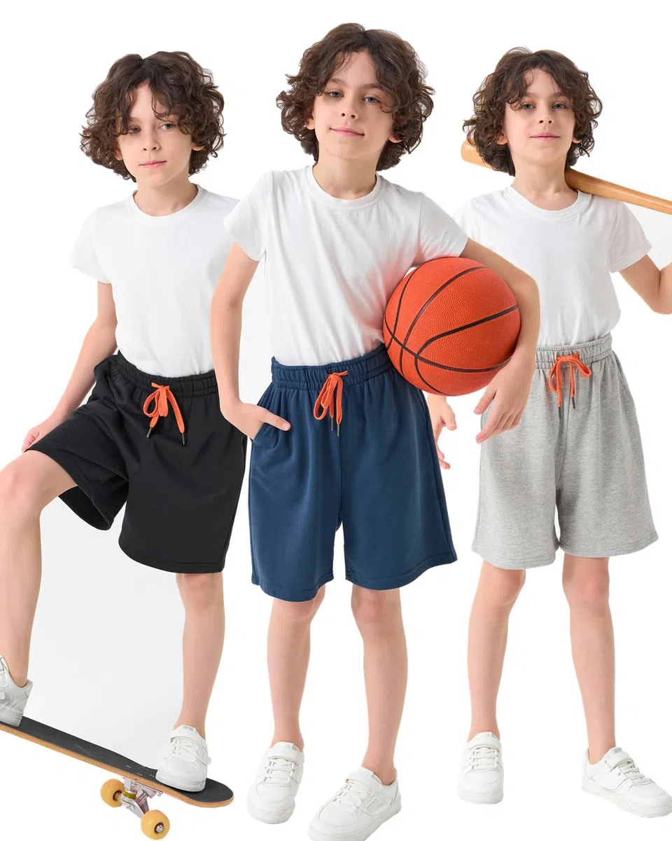 Pantaloni da jogging per bambini, confezione da 3 pezzi, con tasca e cordino, per bambini, sportivi, da jogging, da uomo, taglia 4-14 anni