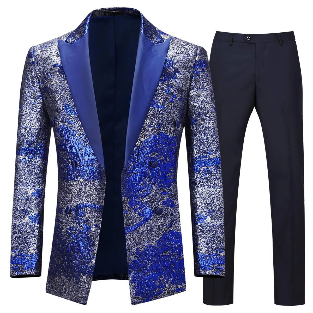 Sliktaa Abiti da Uomo 2 Pezzi Luxury Shiny Paillettes Wedding Risvolto Risvolto Oro Argento Tuxedo Giacca e Pantaloni
